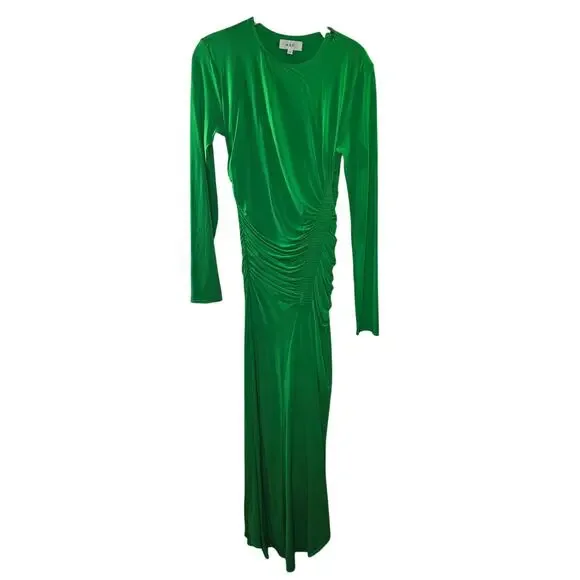A.L.C Adeline Green Asymmetric Ruched Stretch Maxi Dress Size Medium